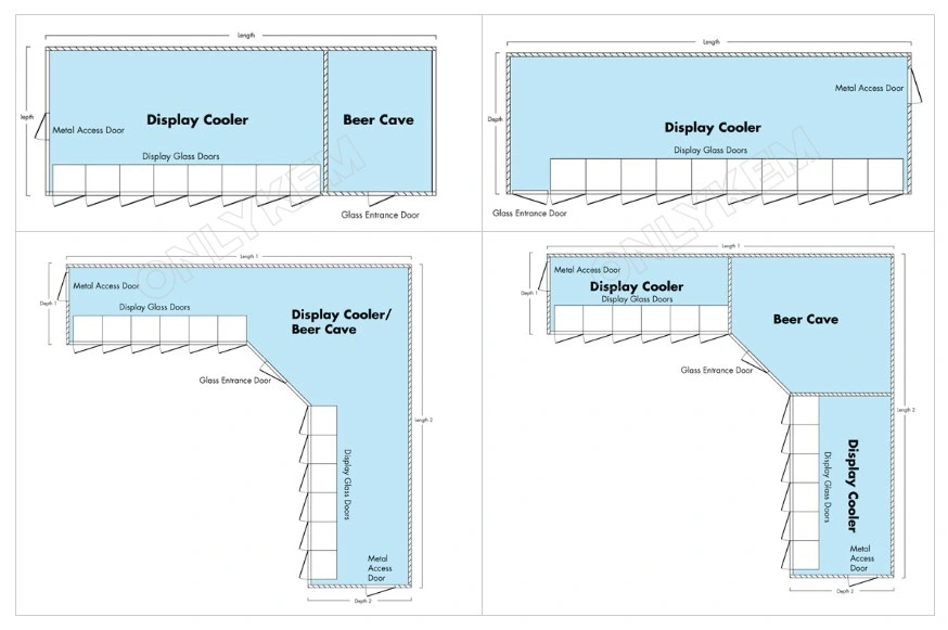 Chamber Display Walk in Cooler/Freezer with Glass Door for Supermarket